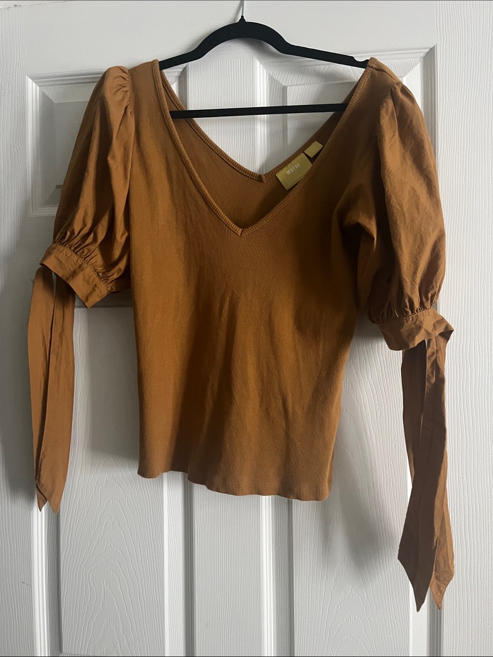 ANTHROPOLOGIE Maeve Puff Sleeve Top Mustard Size S